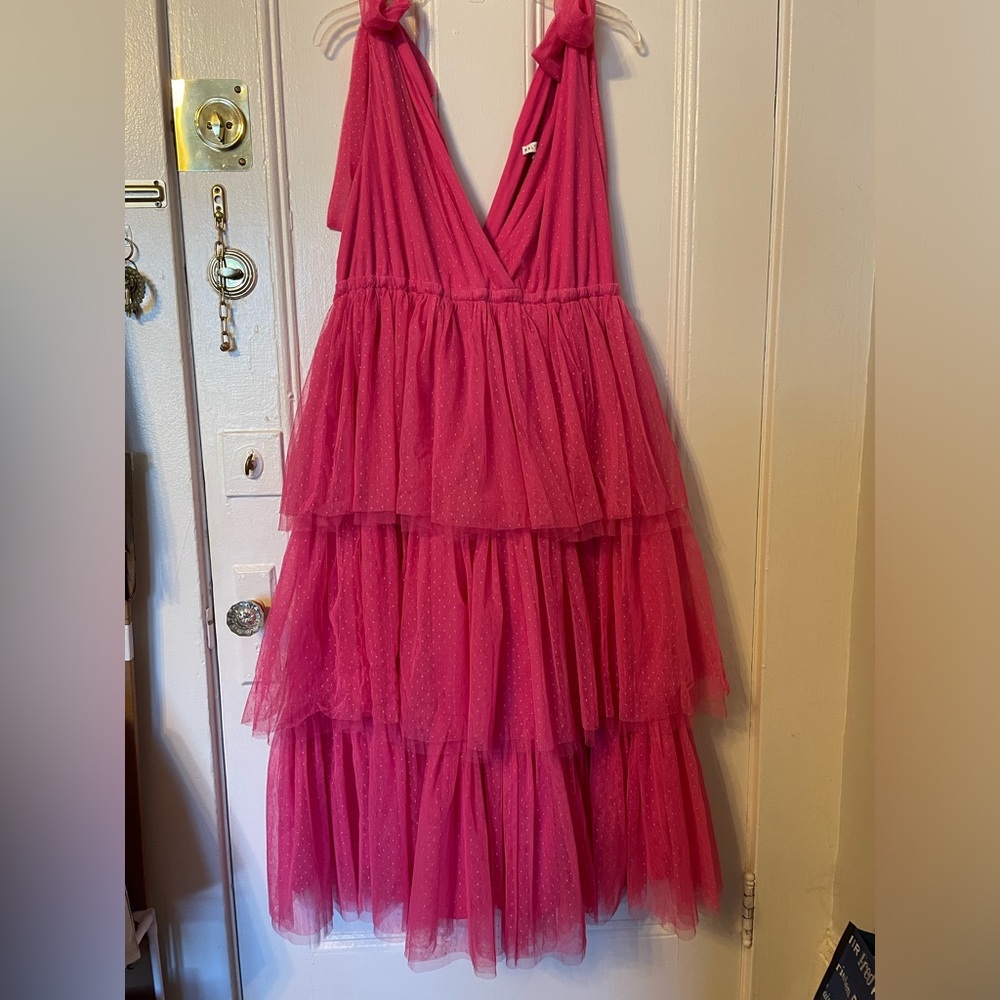 Baltic Born Tessa Tiered Tulle Dress, Hot Pink, size 2x